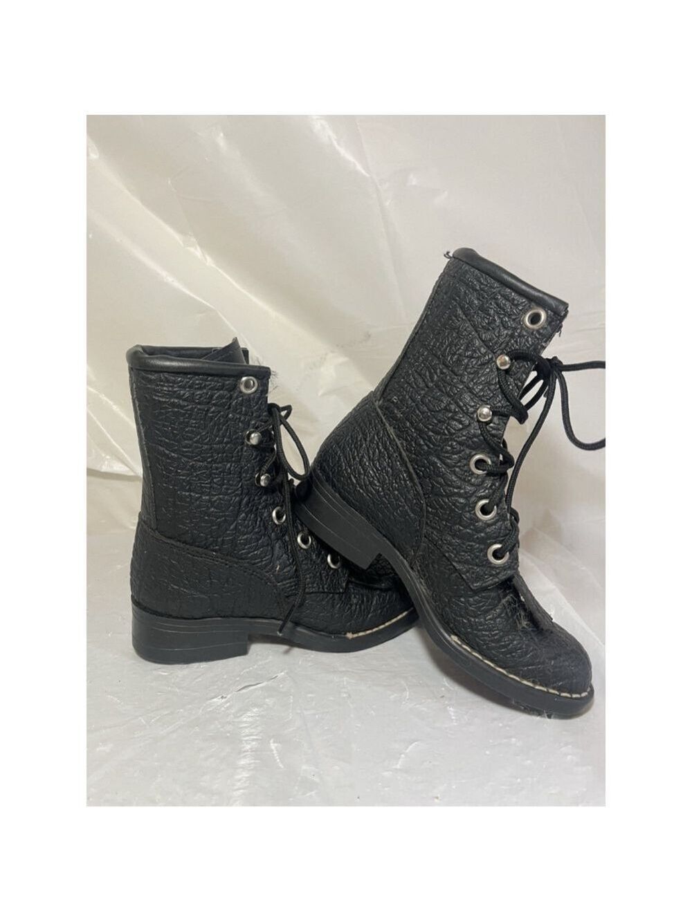 Bronco Boots Black Kiltie Lace Up kids size 9D